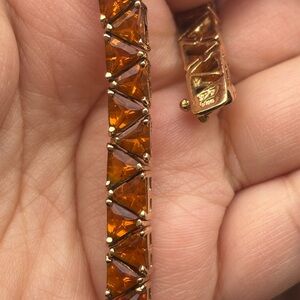 Vintage Cognac Cz Trillion Cut Bracelet 7.75”